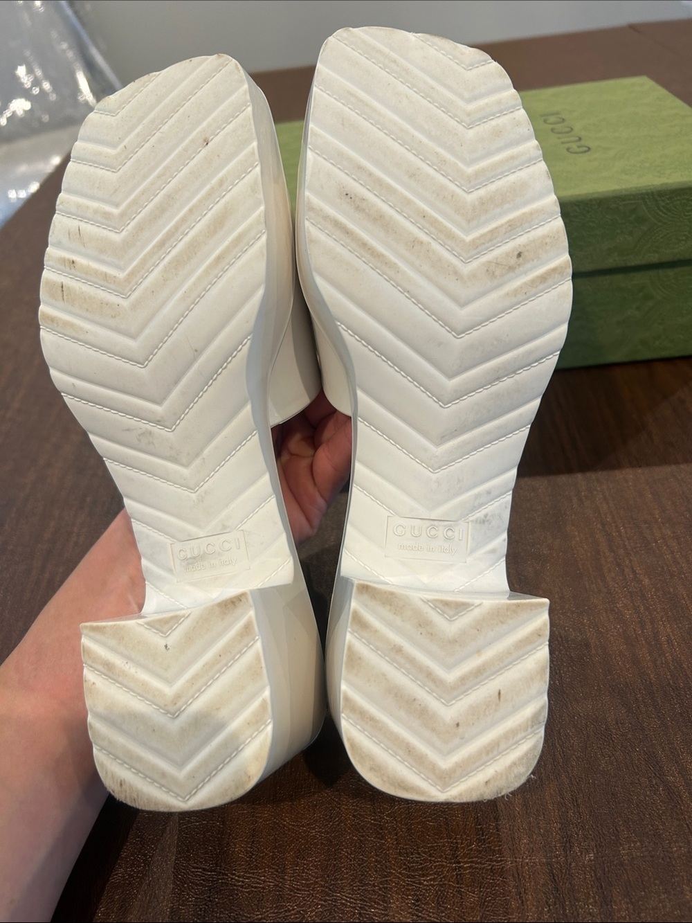 Gucci White Pool Slides - Picture 3 of 5